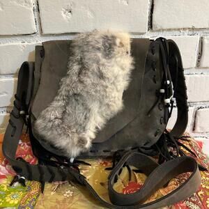 Native Leather Handmade and Fur Crossbody Purse